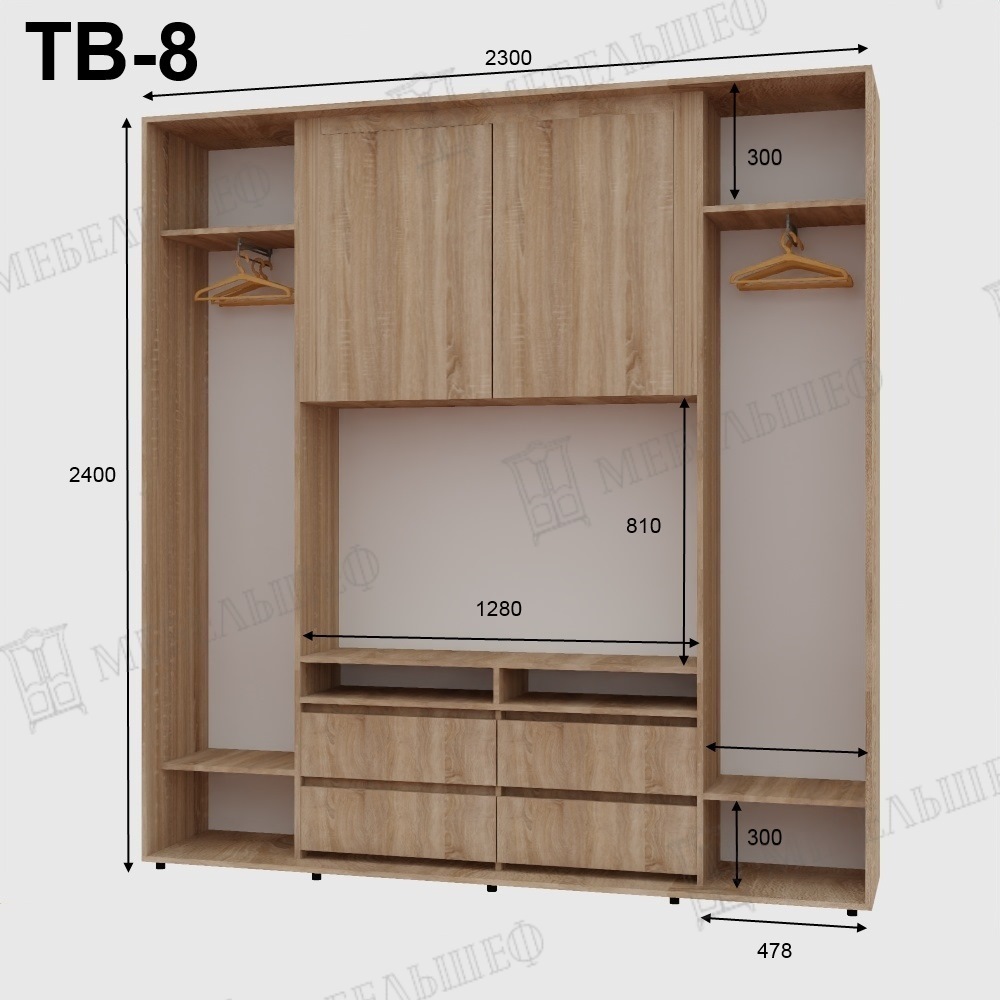 家具 2306 Шкаф-купе с ТВ зоной (55